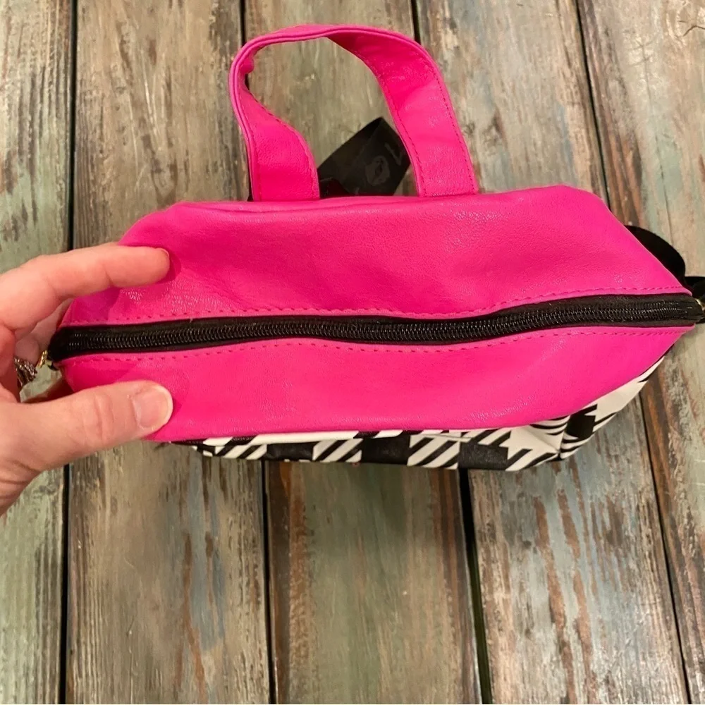 Betsey Johnson Plaid Houndstooth Backpack Handbag White Black Pink Barbie